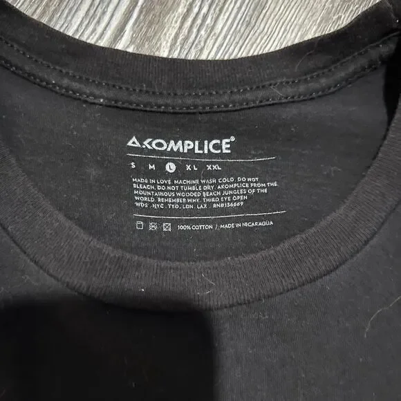 RARE Akomplice 3rd Eye Open Black Shirt L - Picture 3 of 8